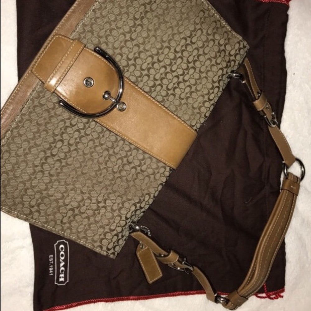 Vintage Coach monogram flap handbag